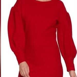 Walter Baker knit dress balloon sleeves red in M gorpcore NWOT